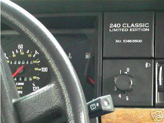 Volvo 240 Classic Limited Edition label.