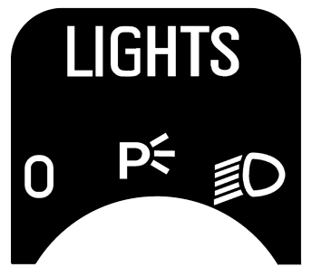 Volvo 240 headlight switch sticker.