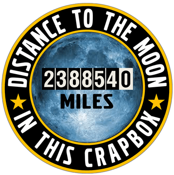 Distance to the Moon in This Crapbox.