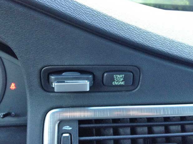 Volvo start button label.