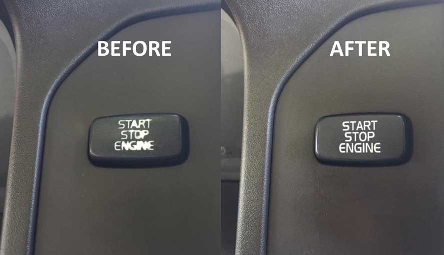 Volvo start button label.